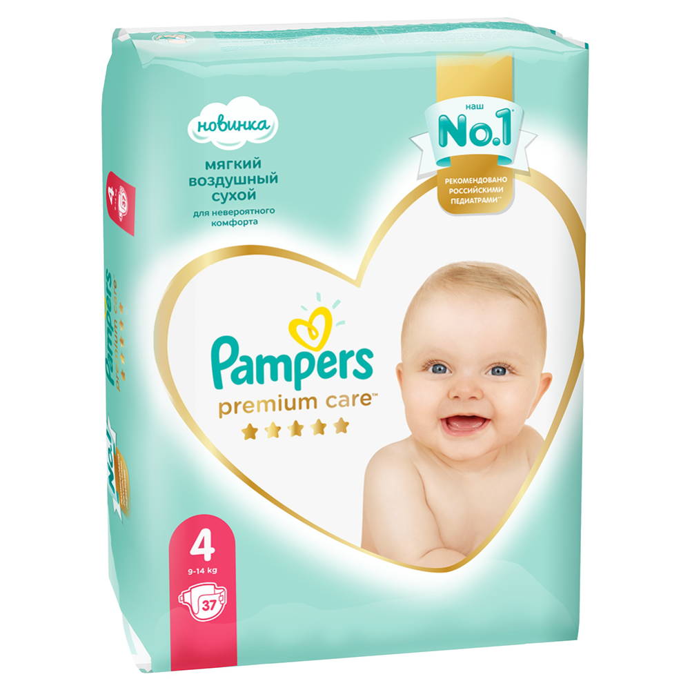 Подгузники детские «Pampers» Premium Care, размер 4, 9-14 кг, 37 шт