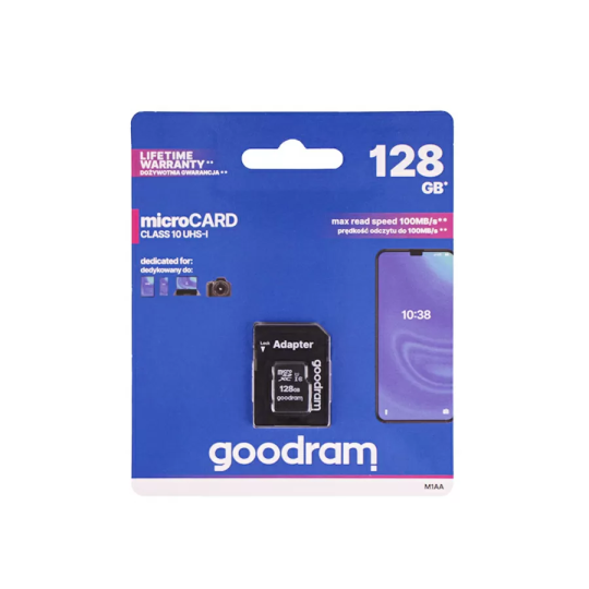 Карта памяти GOODRAM M1AA-1280R12 microSDHC 128Gb Class10 UHS I + ADAPTER (M1AA-1280R12)