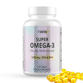 1WIN / Super Omega-3, Омега-3 исландский рыбий жир в капсулах высокой концентрации, 120 капсул