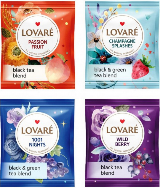 Чай Lovare Весенний набор в пакетиках черный, зеленый, фруктовый, ягодный