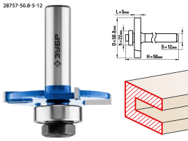 Фреза горизонтально-пазовая 50,8x5мм, хвостовик 12мм, ЗУБР Профессионал (28757-50.8-5-12)