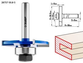 Фреза горизонтально-пазовая ЗУБР 50,8x5мм, хвостовик 8мм, ЗУБР Профессионал (28757-50.8-5)