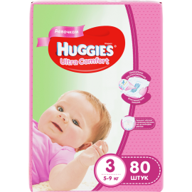 Подгузники детские «Huggies» Ultra Comfort Girl, размер 3, 5-9 кг, 80 шт