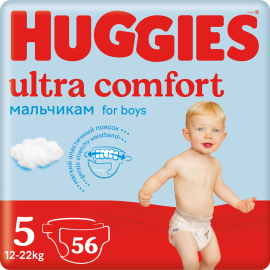 Подгузники детские «Huggies» Ultra Comfort Boy, размер 5, 12-22 кг, 56 шт