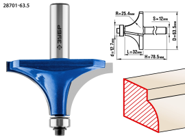 Фреза кромочная калевочная №1, 63,5x32мм, радиус 25мм, ЗУБР Профессионал (28701-63.5)