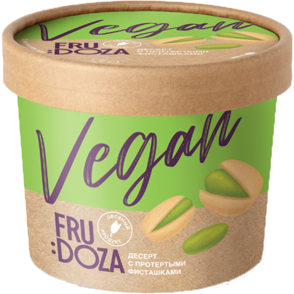 Десерт ве­ге­та­ри­ан­ский взби­тый «Frudoza Vegan» за­мо­ро­жен­ный, с про­тер­ты­ми фи­сташ­ка­ми, 145 г