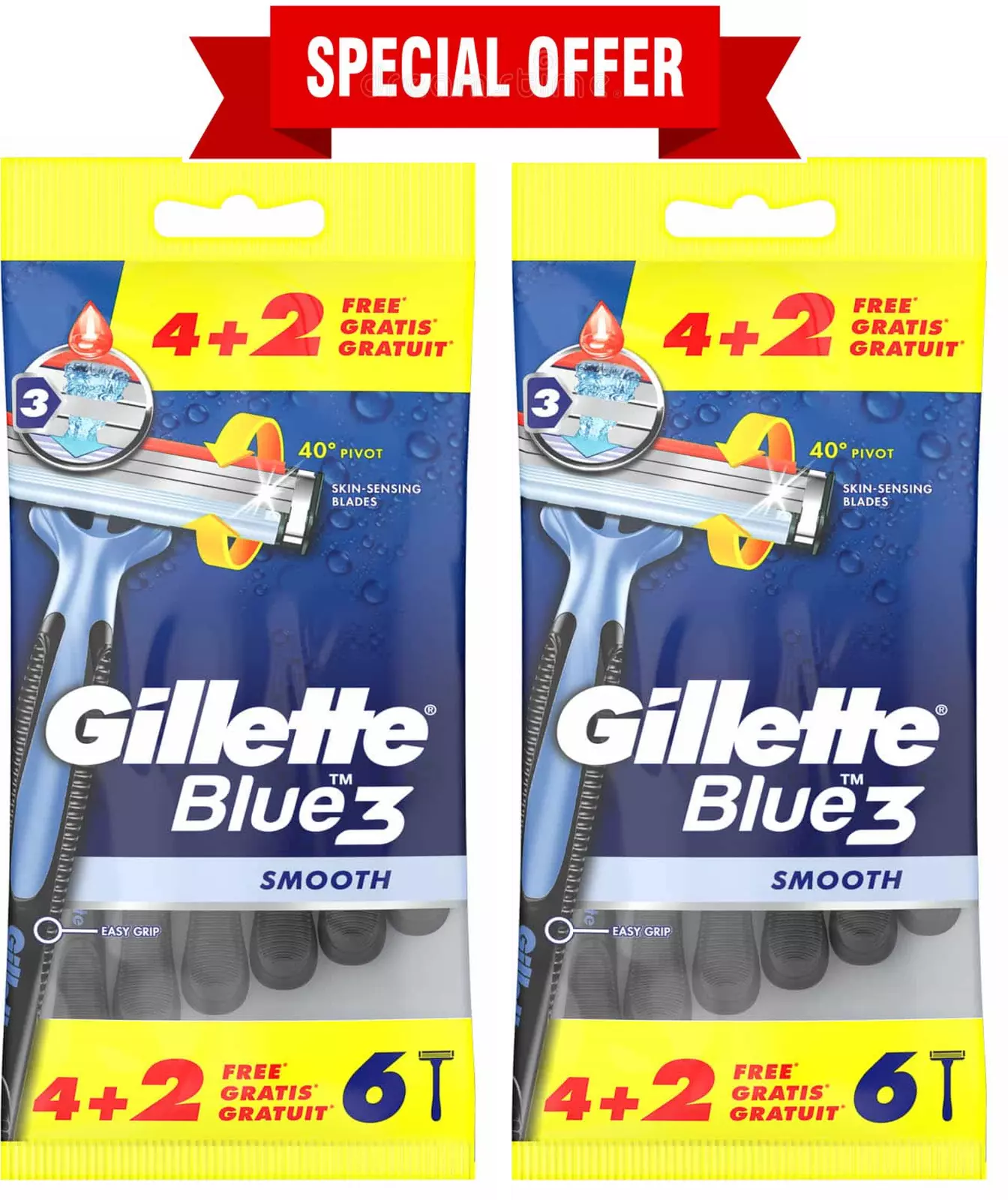 Одноразовые станки / бритвы для бритья мужские Gillette Blue 3 Smooth 2 шт. х 6 шт.