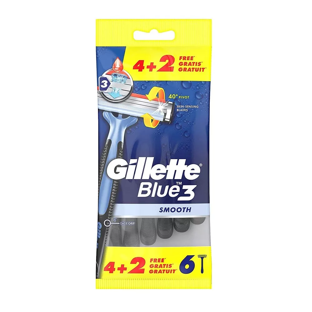 Одноразовые станки / бритвы для бритья мужские Gillette Blue 3 Smooth 2 шт. х 6 шт.