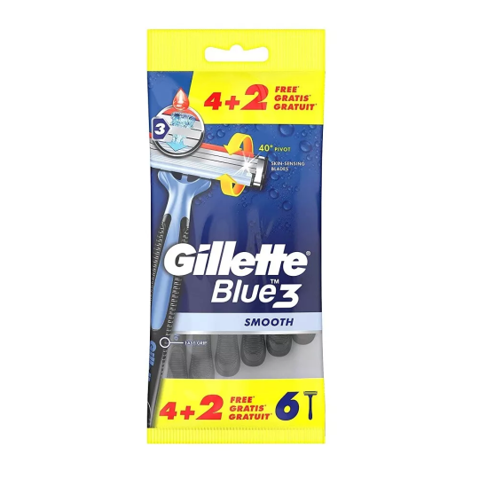 Одноразовые станки / бритвы для бритья мужские Gillette Blue 3 Smooth 3 шт. х 6 шт.