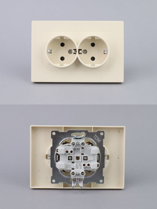 Розетка двойная 2П+З (2шт) 16А 250В с защ. шт. сл. кость "Сенеж" TDM SQ1816-0137(2)