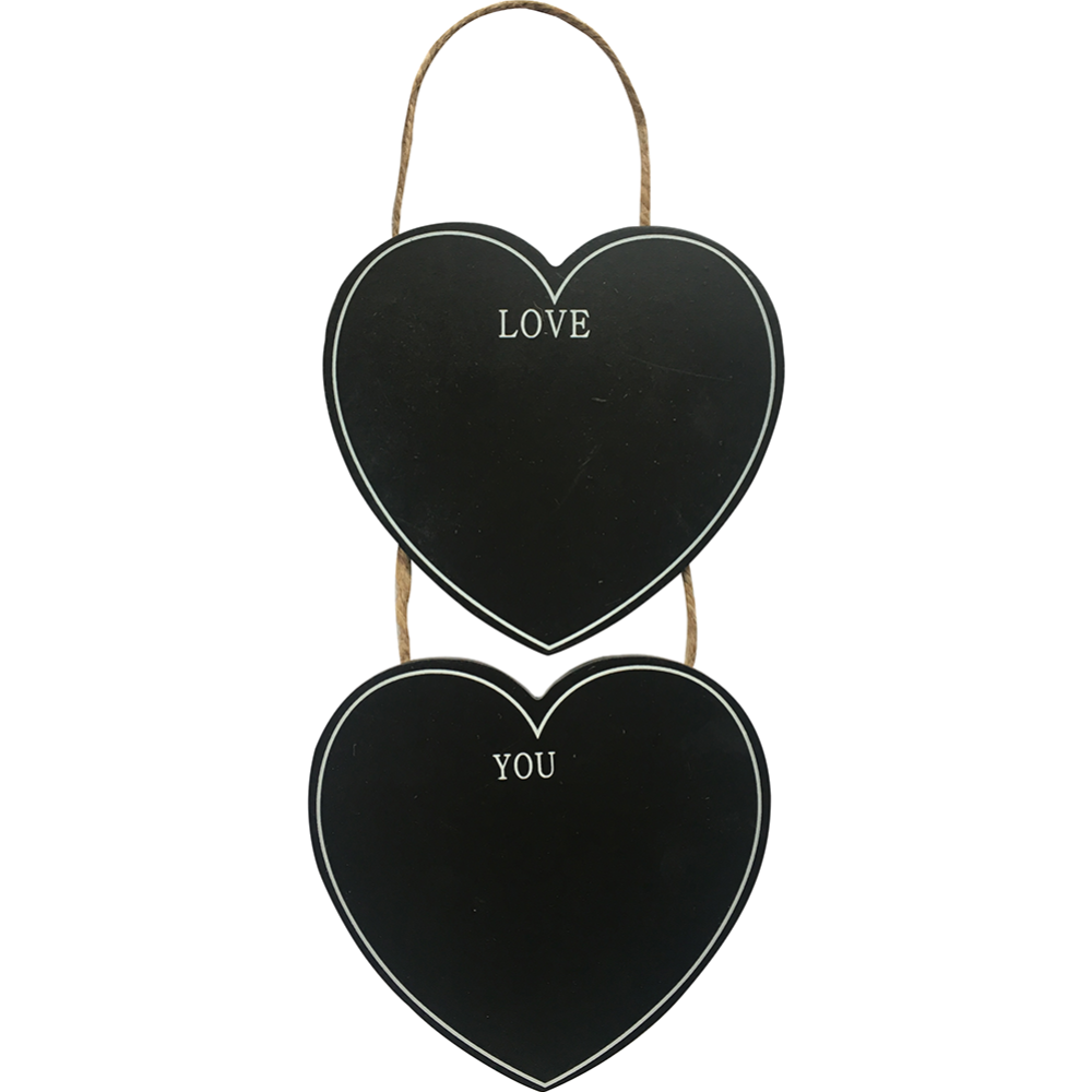 Декоративная грифельная доска «2 сердца» на веревке, 12х11.5 см
