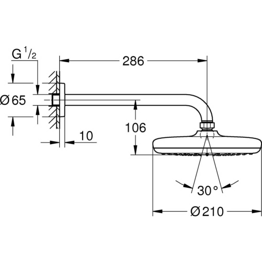 Верхний душ «Grohe» Tempesta, 26411000