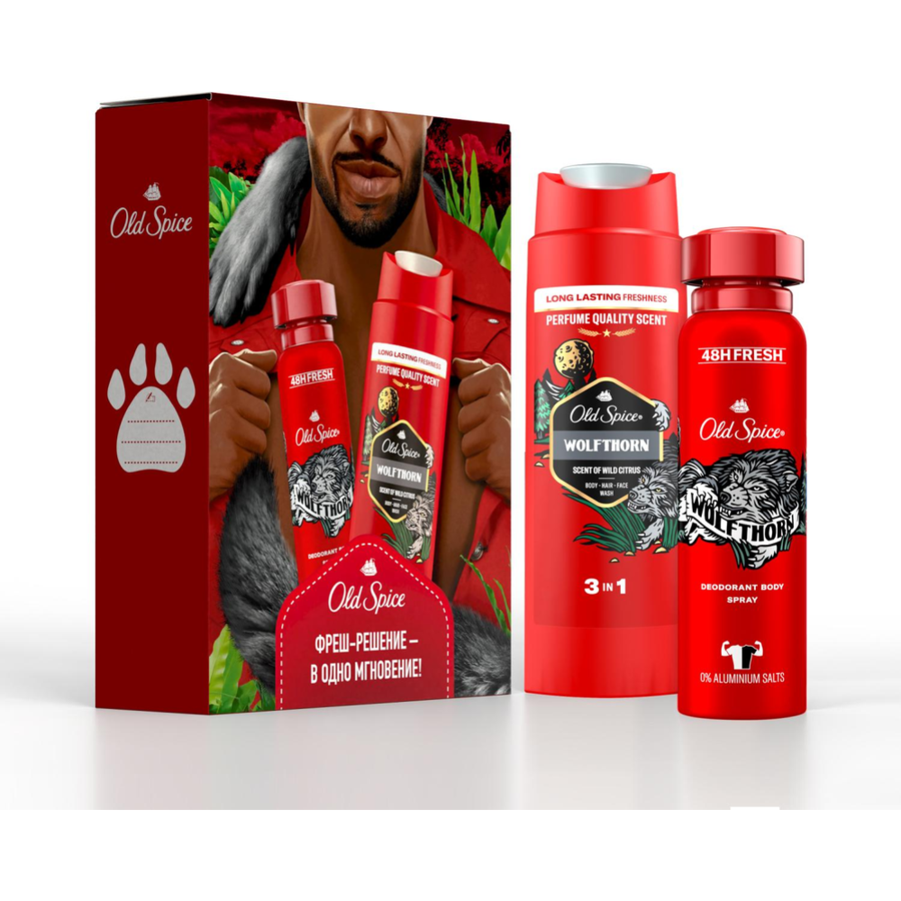 Подарочный набор «Old Spice» Wolfthorn, дезодорант-аэрозоль + гель для душа 3в1, 150+250 мл