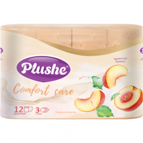 Туа­лет­ная бумага «Plushe» Comfort care, Honey Nectarine, 3 слоя, 12 ру­ло­нов