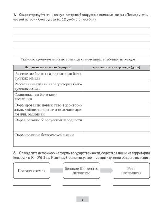 История Беларуси с древнейших времен до конца XVIII в. 10 класс. Рабочая тетрадь. 2022