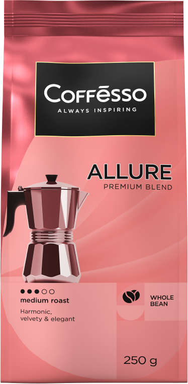 Coffesso ALLURE, кофе жаренный молотый для турки АЛЛЮР, 200 гр