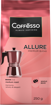 Coffesso ALLURE, кофе жаренный молотый для турки АЛЛЮР, 200 гр