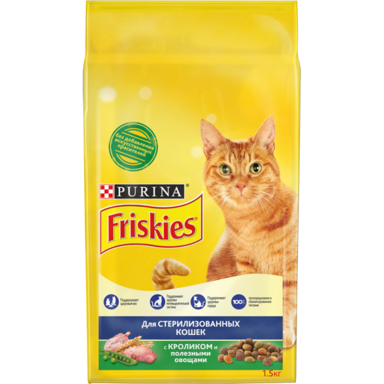 Корм для кошек «Friskies» кролик и овощи, для стерилизованных, 1.5 кг