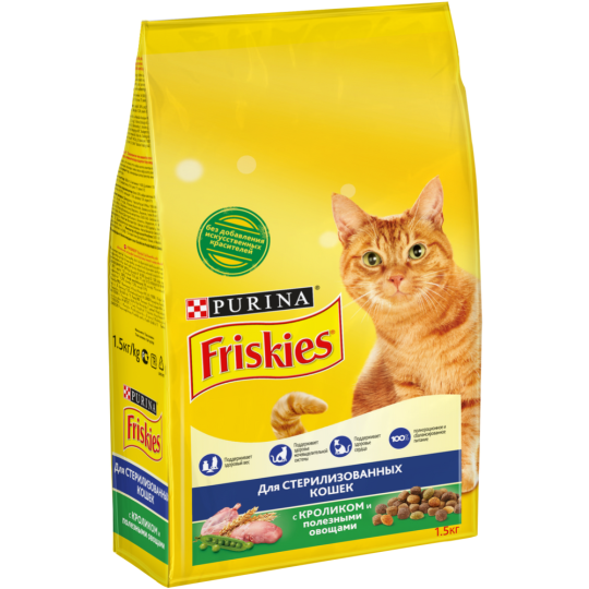 Корм для кошек «Friskies» кролик и овощи, для стерилизованных, 1.5 кг