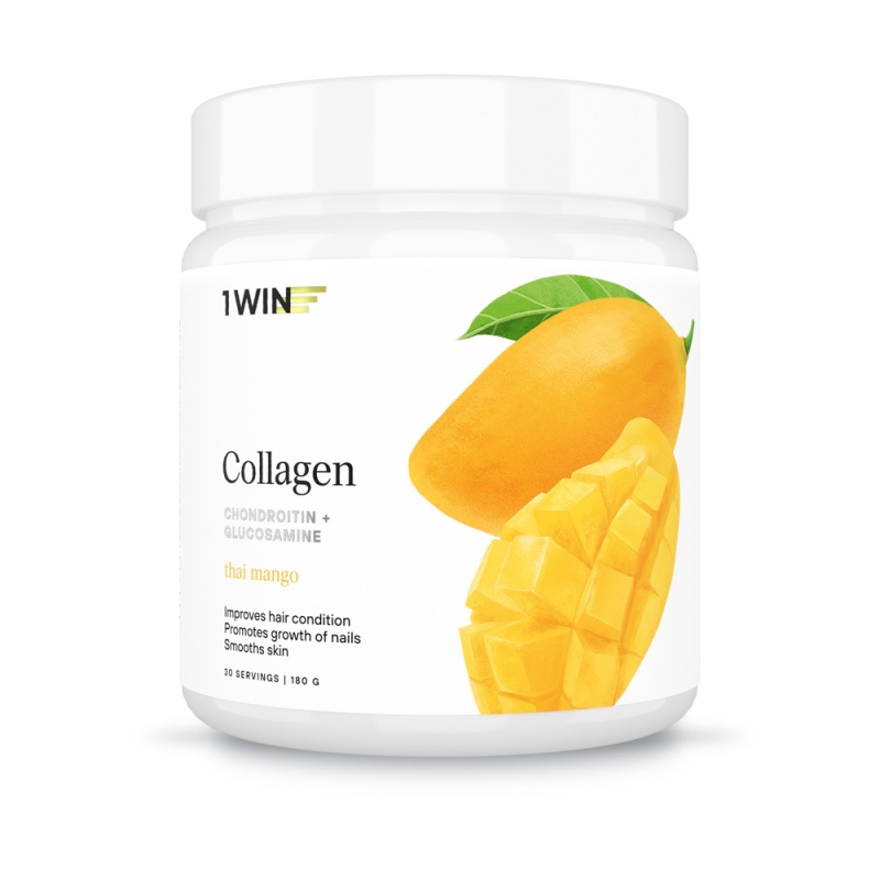 1WIN/Collagen + Хондроитин + Глюкозамин, Манго, 180г, курс на 1 месяц