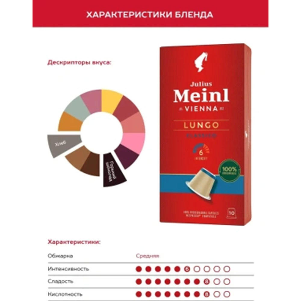 Кофе в капсулах «Julius Meinl» Lungo Classiсо Bio, 10х5.6 г #2