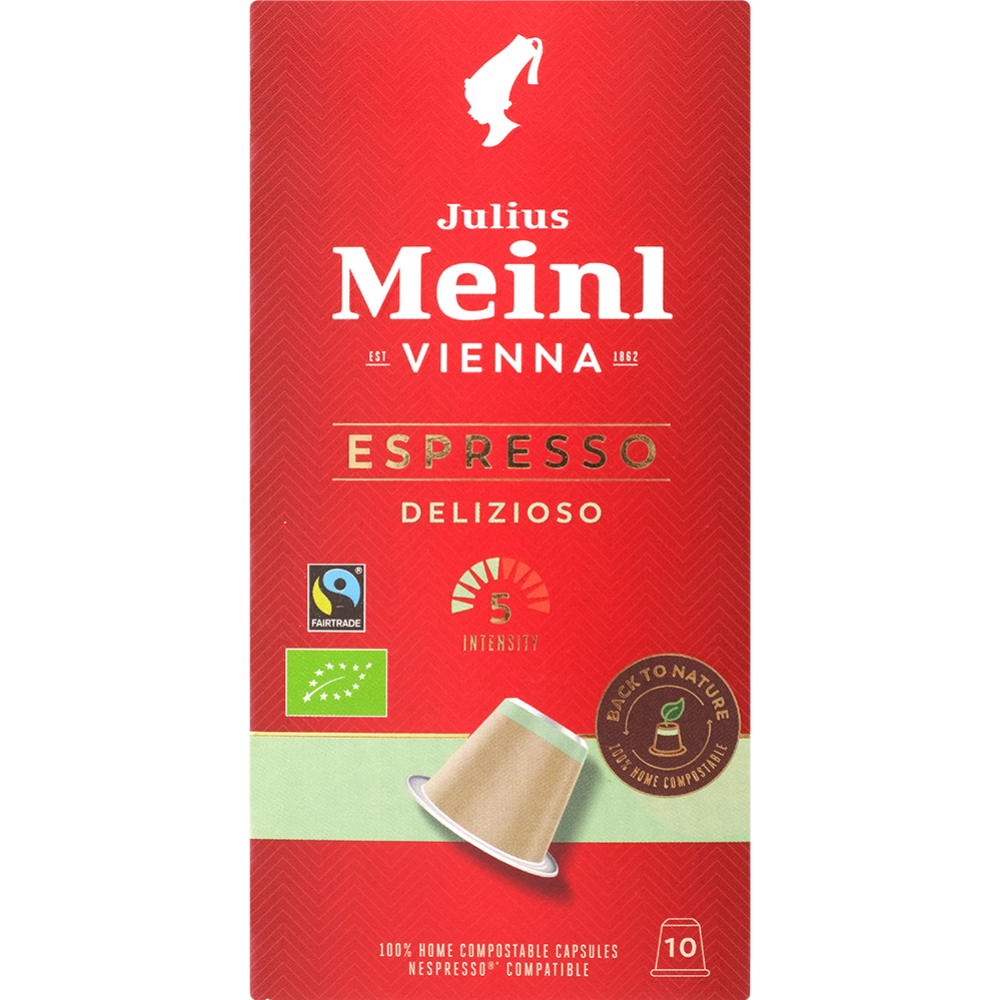 Кофе в кап­су­лах «Julius Meinl» Inspresso Biodegradable Espresso Delizioso Bio, 10х5.6 г