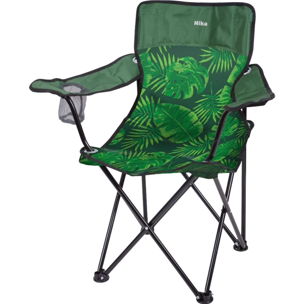 Кресло складное «Ника» Премиум 5, ПСП5, тропические листья на темном
