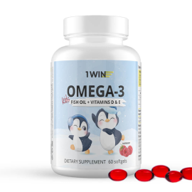 Omega-3 Kids+Vitamins D&amp;E, малина и травы, 60 капсул