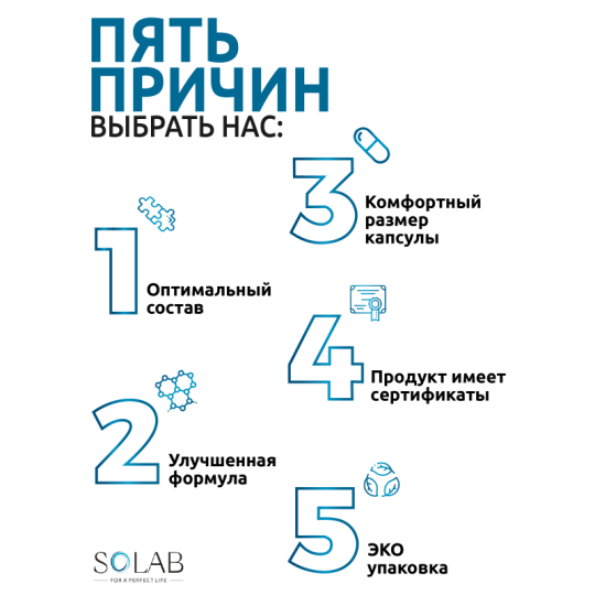 SOLAB / 5-HTP с магнием и витаминами группы В в капсулах, 60 капсул