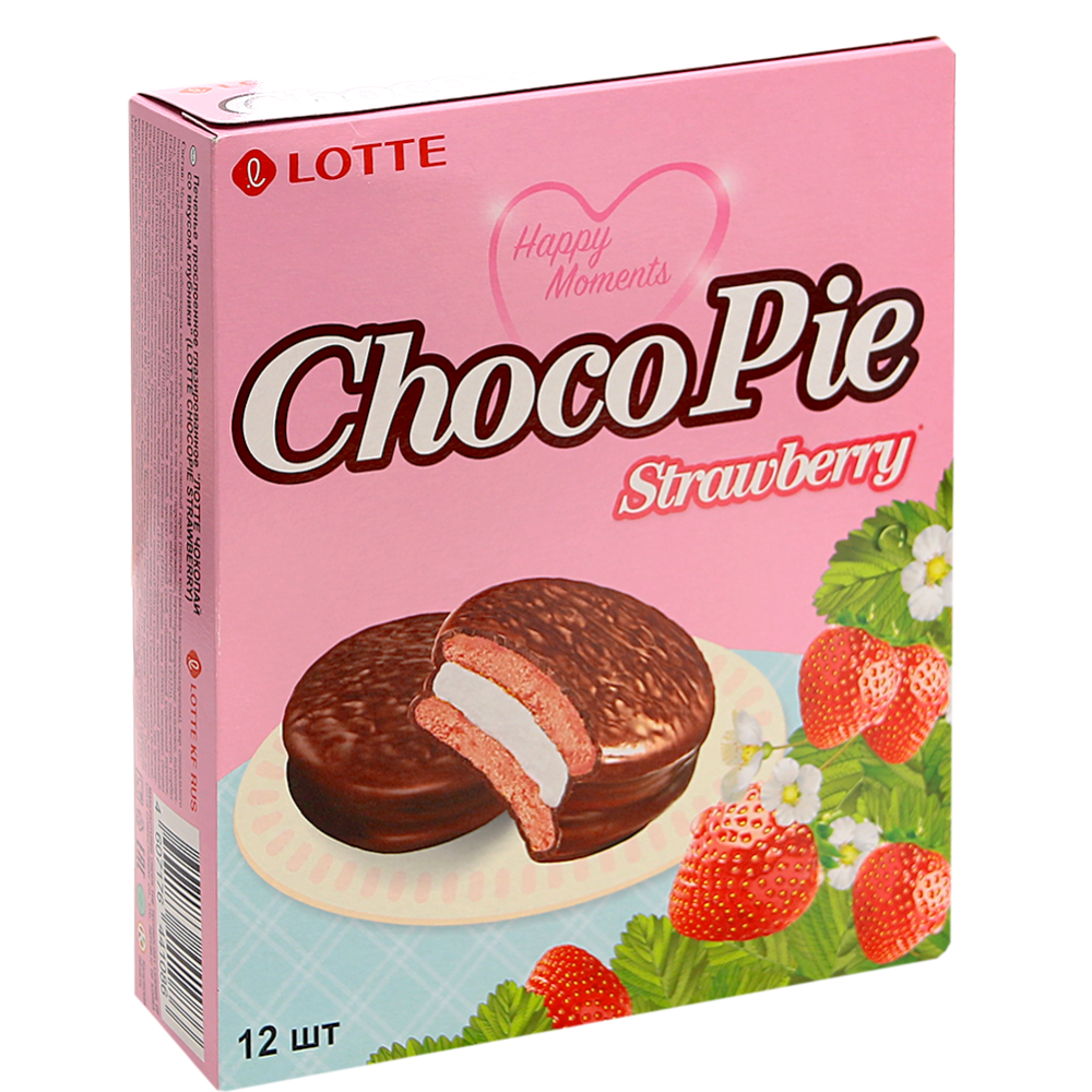Пе­че­нье «Lotte Choco Pie» со вкусом клуб­ни­ки, 336 г
