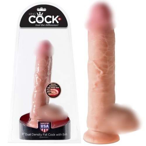 Фаллоимитатор на присоске King Cock Dual Density 10 Fat Cock with Balls 28 см