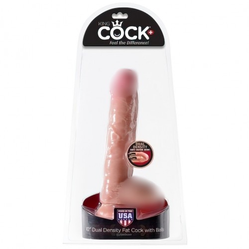 Фаллоимитатор на присоске King Cock Dual Density 10 Fat Cock with Balls 28 см