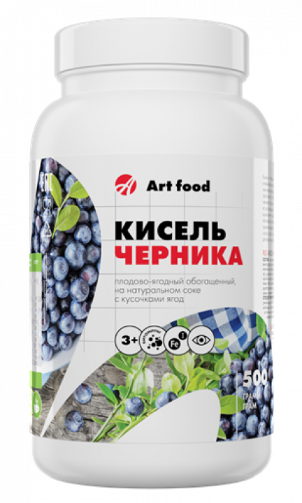 КИСЕЛЬ "ЧЕРНИКА" С ЯГОДАМИ, 500 Г.