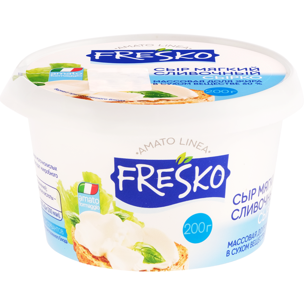 Сыр мягкий сливочный сырко «Fresko» Amato linea, 60%, 200 г #0