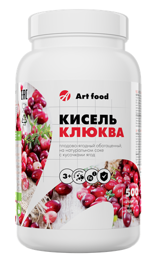 КИСЕЛЬ "КЛЮКВА"С ЯГОДАМИ, 500 Г.