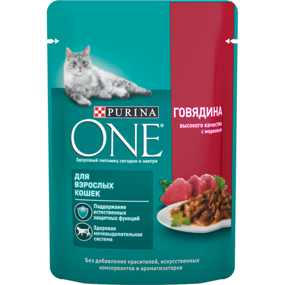 Корм для кошек «Purina One» с го­вя­ди­ной, 75 г