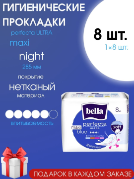 Прокладки женские ночные Bella perfecta Ultra Maxi Blue 8 шт.