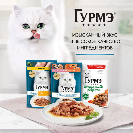 Уп. Корм для кошек «Gourmet»  Perle, индейка в соусе, 26х75 г