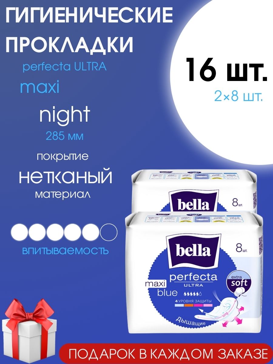 Прокладки женские ночные Bella perfecta Ultra Maxi Blue 16 шт. (2 уп.)