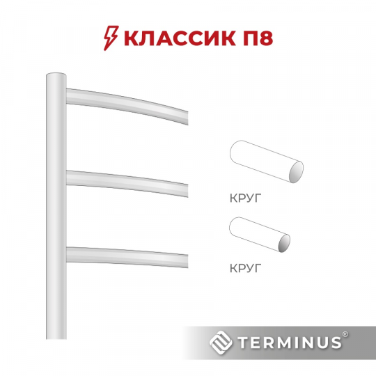 Полотенцесушитель электрический Terminus (Терминус) Классик П8 500х850 хром