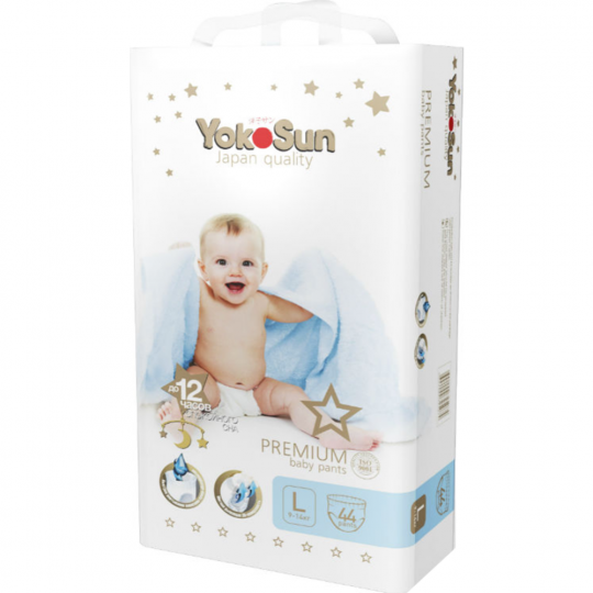 Подгузники-трусики детские «YokoSun» Premium, размер L, 9-14 кг, 44 шт