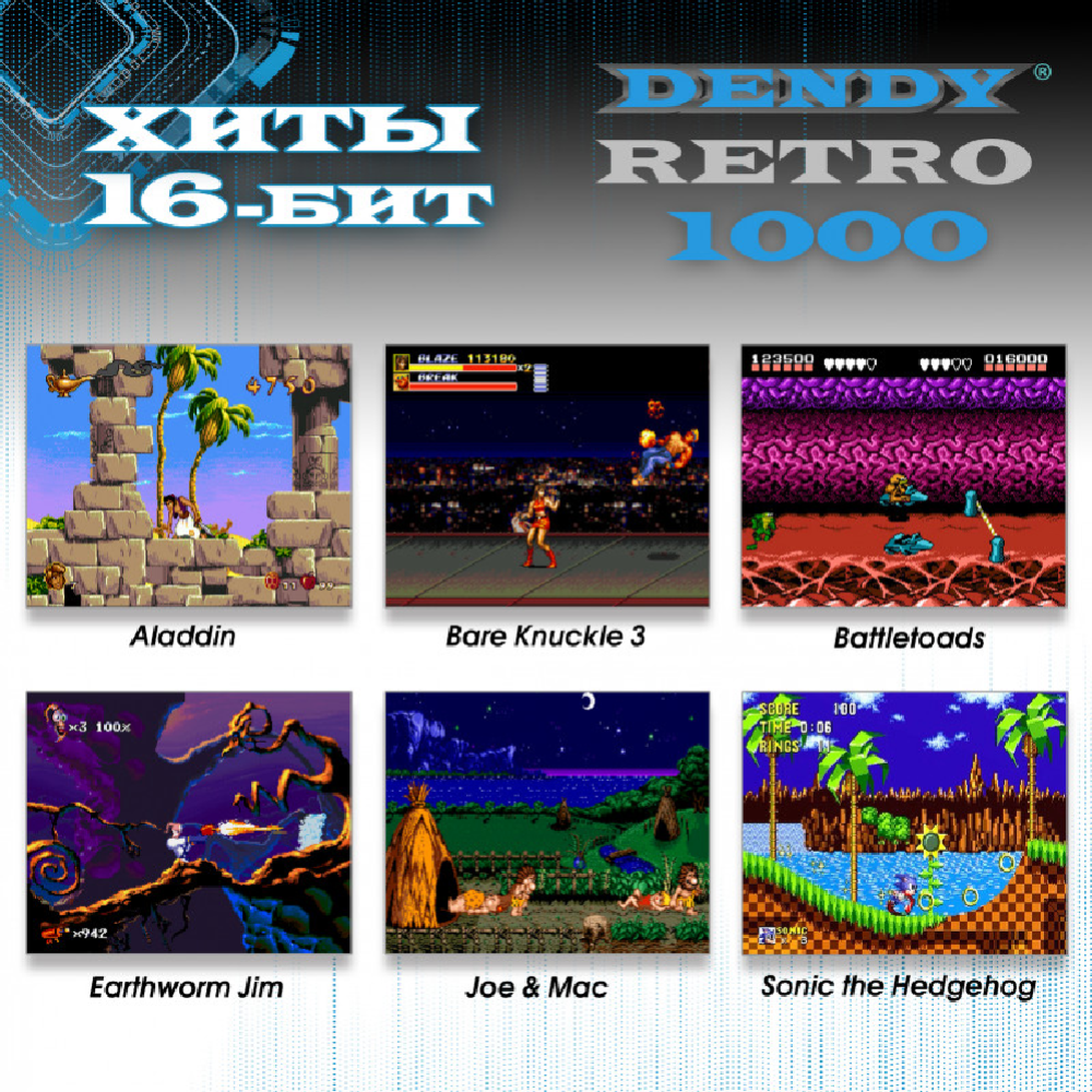 Игровая приставка «Dendy» Retro, 1000 игр