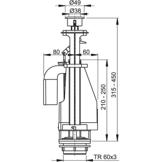 Сливной механизм «Alcaplast» A08-BL-01