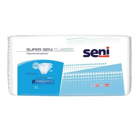 Подгузники для взрослых Seni Super Classic Medium 30 шт. х 2упак