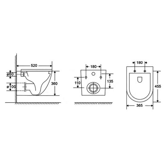 Унитаз подвесной AQUAme AQM2002L, 52x37, безободковый, с сиденьем микролифт, смыв торнадо