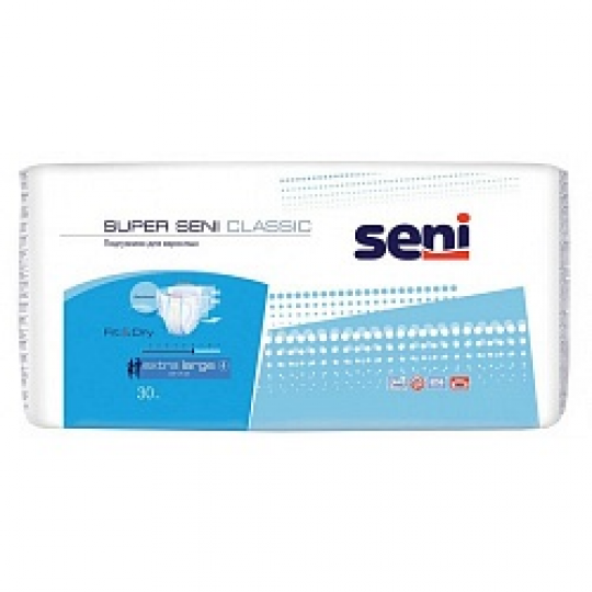 Подгузники для взрослых Seni Super Classic Extra Large 30 шт. х 2 упак