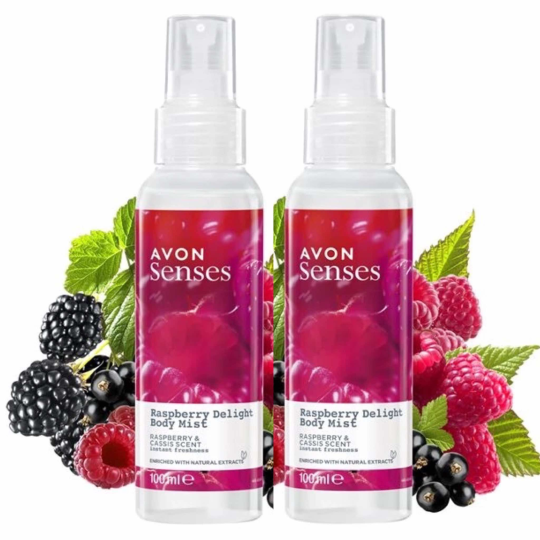 Лосьон-спрей парфюмированный для тела Avon Senses "Малиновое удовольствие", 2 шт по 100 мл