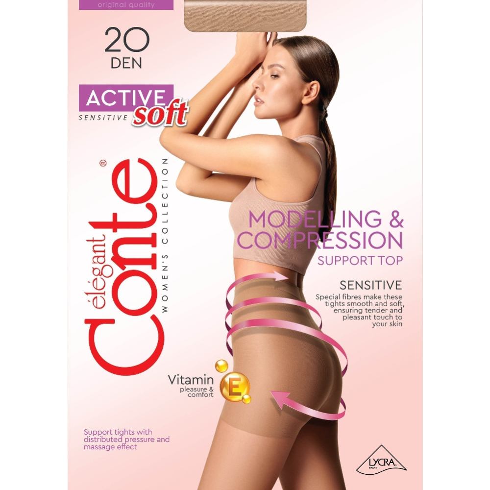 Колготки женские «Conte Elegant» Active Soft, 20 den, natural, размер 4