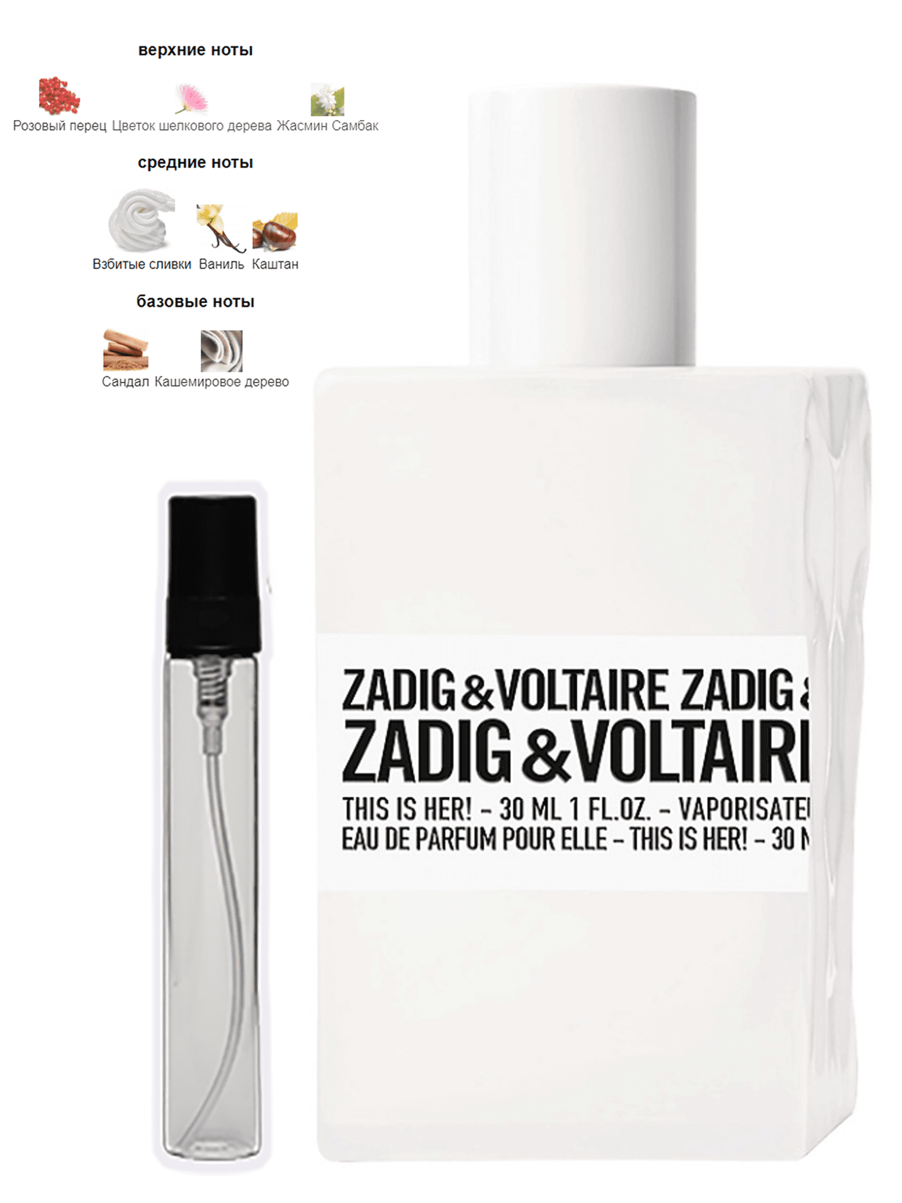 Парфюмерная вода ZADIG & VOLTAIRE This is Her LUX, 10 мл отливант