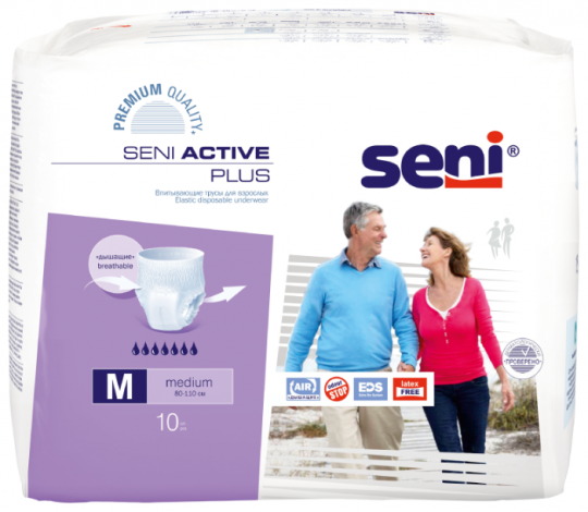 Впитывающие трусики для взрослых Seni Active Plus Medium 10 шт. х 6 упак.